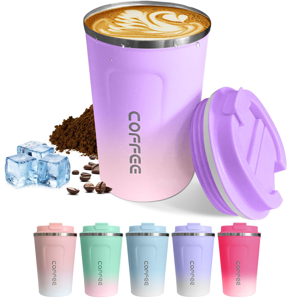 SPLMIFA travel mug with leakproof 12oz lid for on-the-go hot drinks