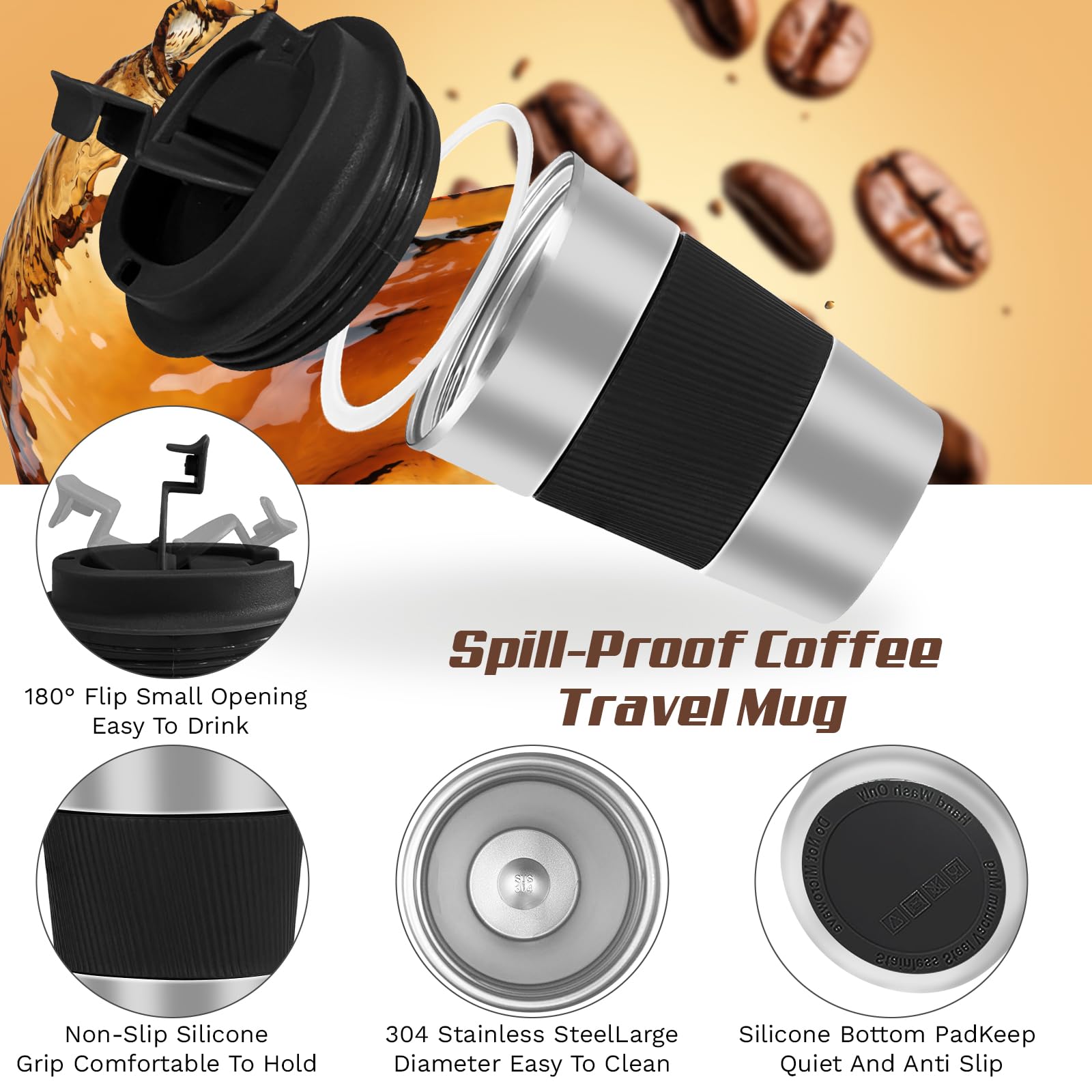 SPLMIFA wide-mouth travel mug easy to clean and refill