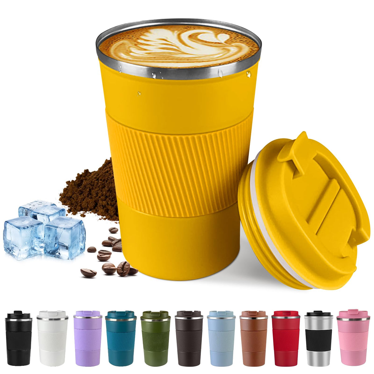 SPLMIFA vacuum insulated travel mug with leak-proof lid keeps drinks hot or cold on the go