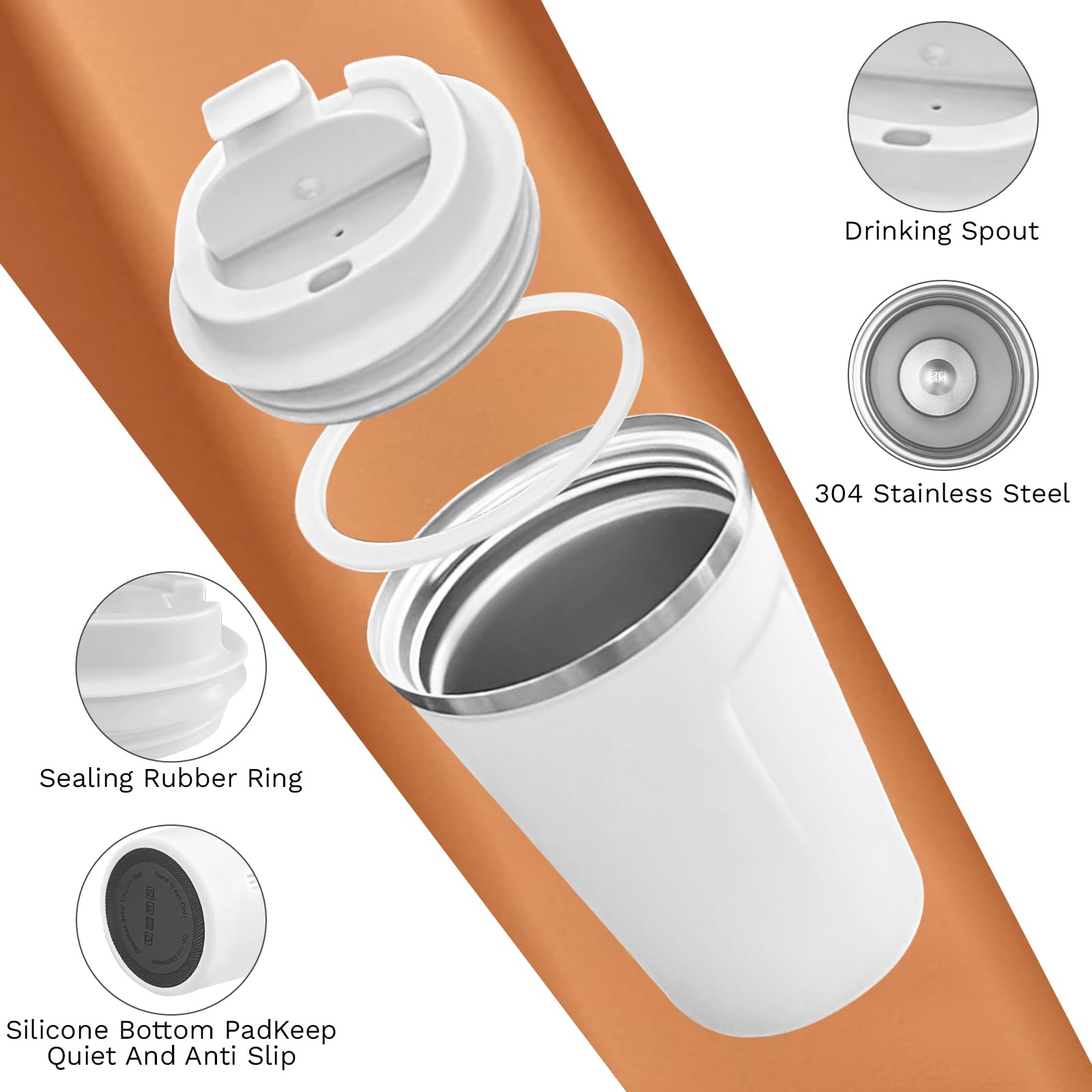 SPLMIFA white 12oz travel mug ideal for portable coffee