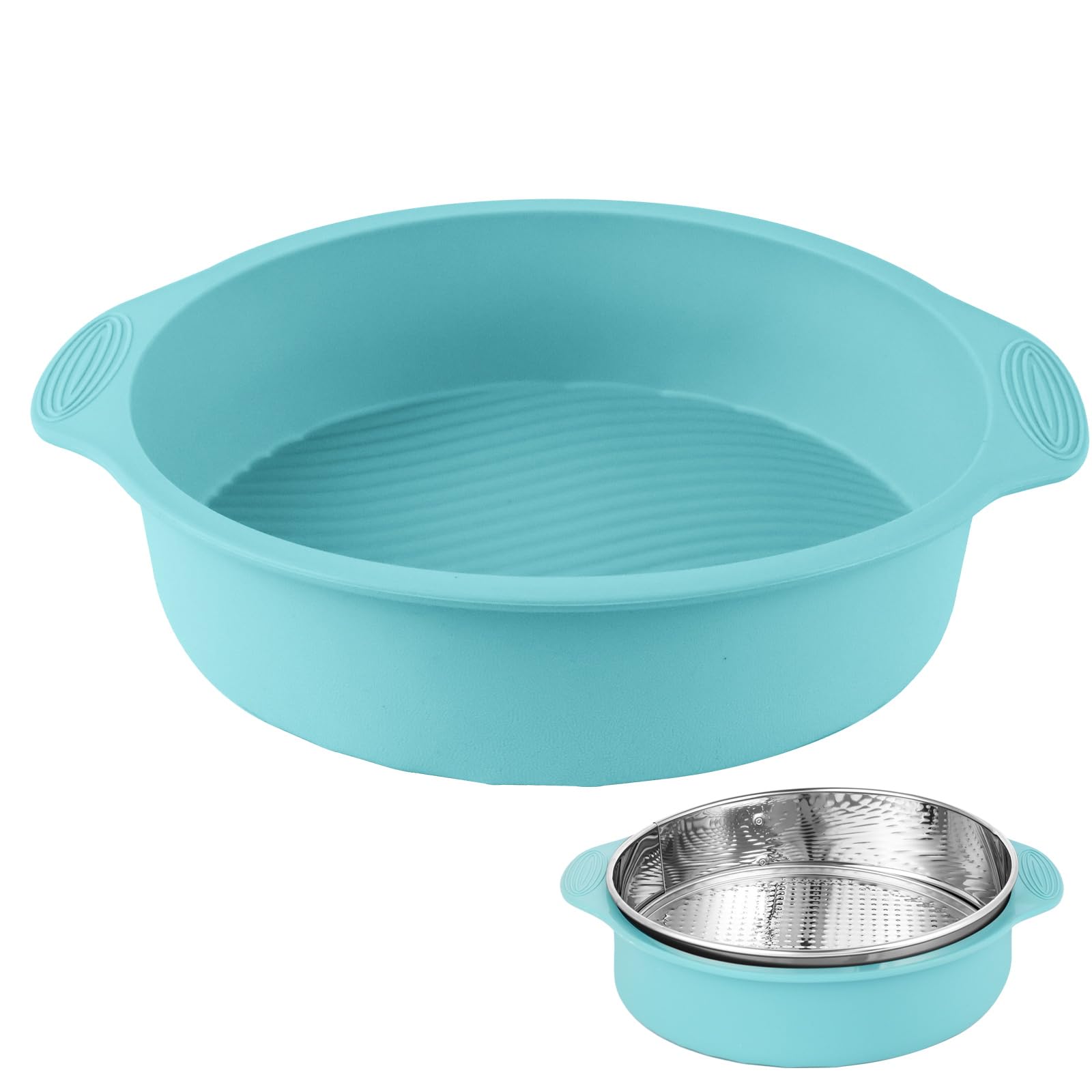 Spmarkt 10-inch round silicone cheesecake pan protector for leakproof water bath baking.