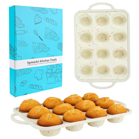 Spmarkt 2-pack silicone cupcake pan, full product view, highlighting flexible nonstick surface