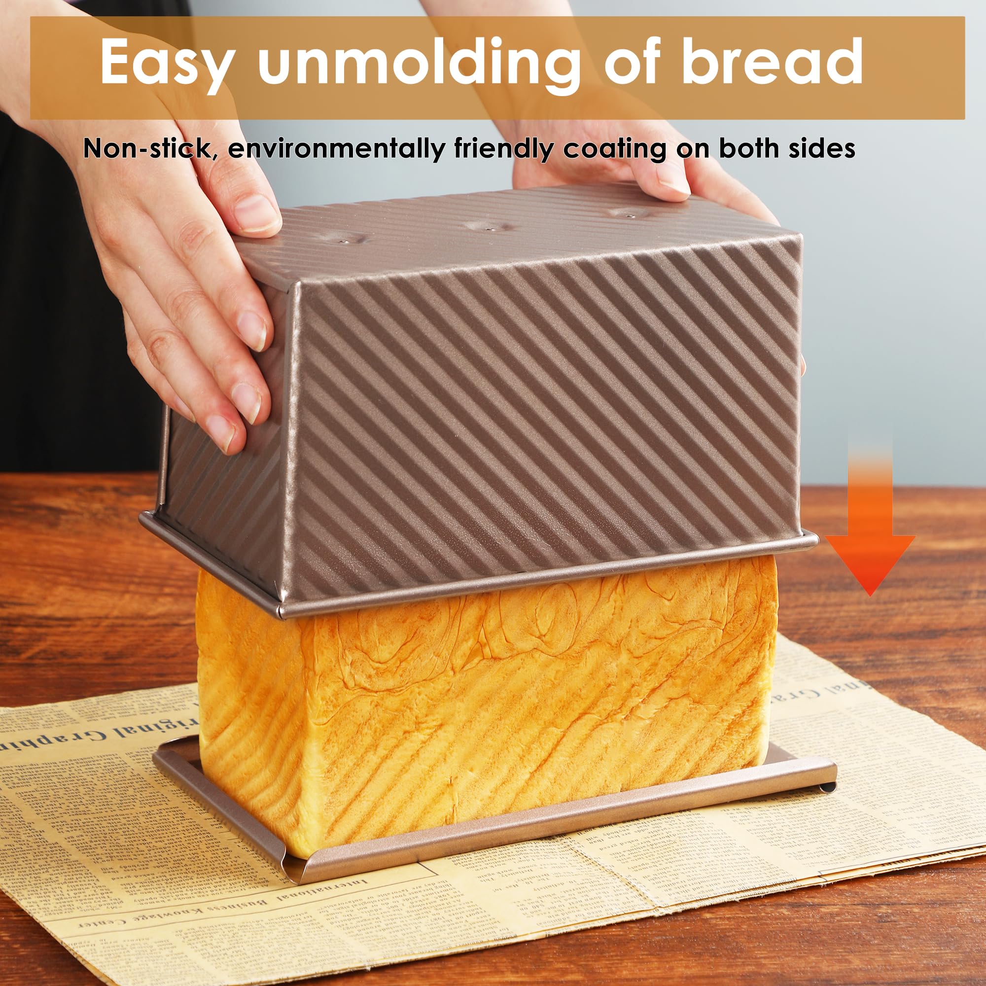 Spmarkt bread pan exterior view emphasizes durable aluminized steel construction.