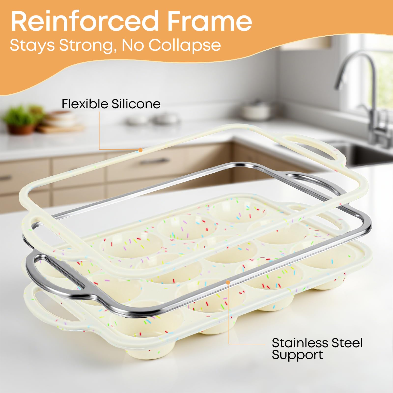 Spmarkt pan heat resistance up to 450°F; resilient silicone
