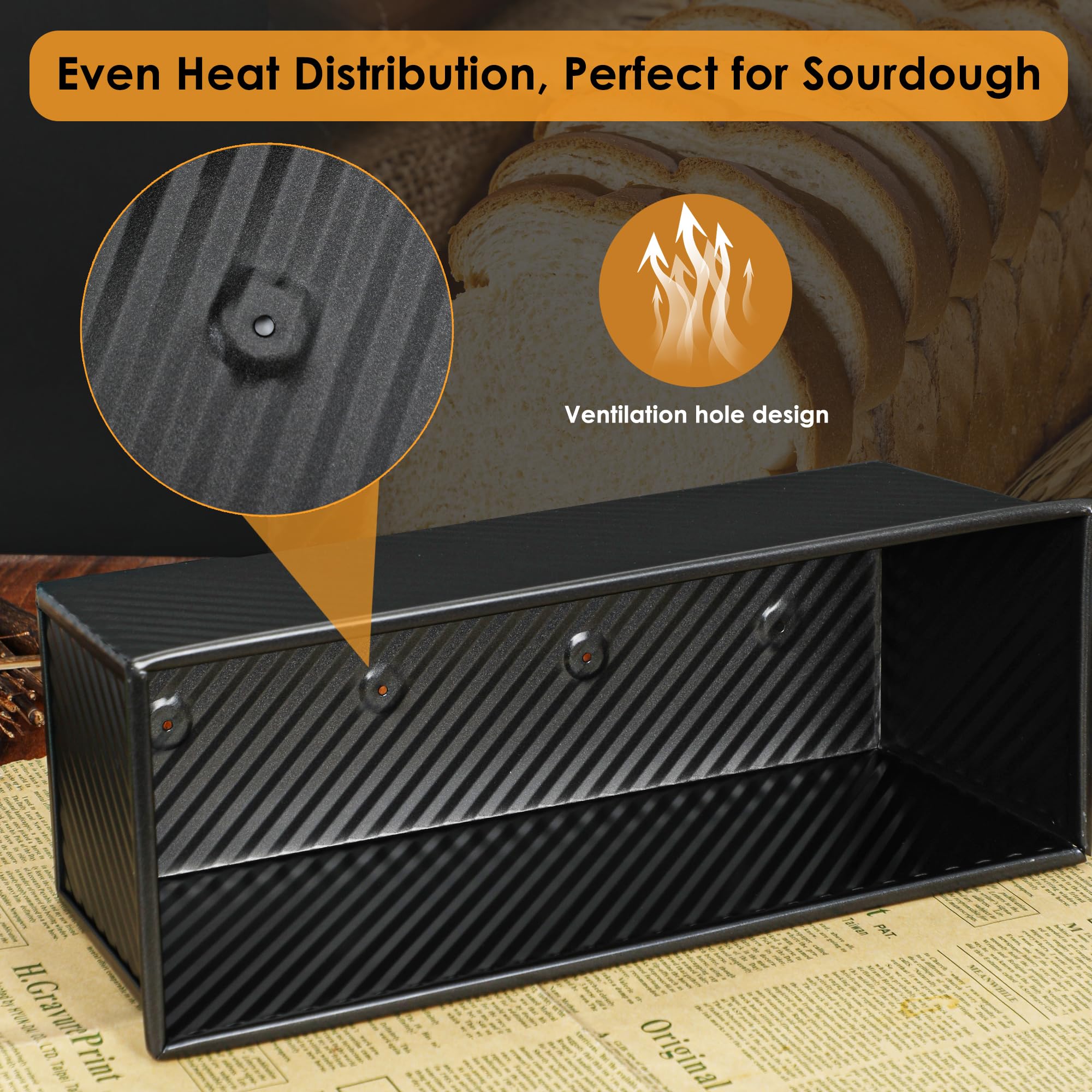 Spmarkt Pullman loaf pan bottom vents support even heat distribution