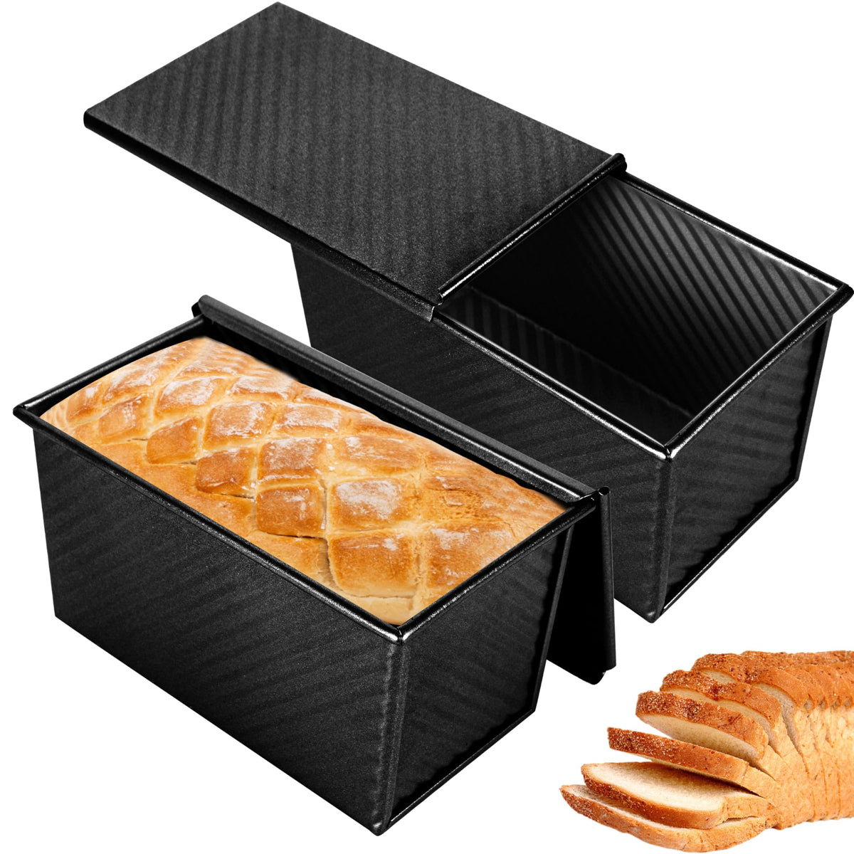 Spmarkt pullman loaf pan with lid offers secure grip for easy handling.