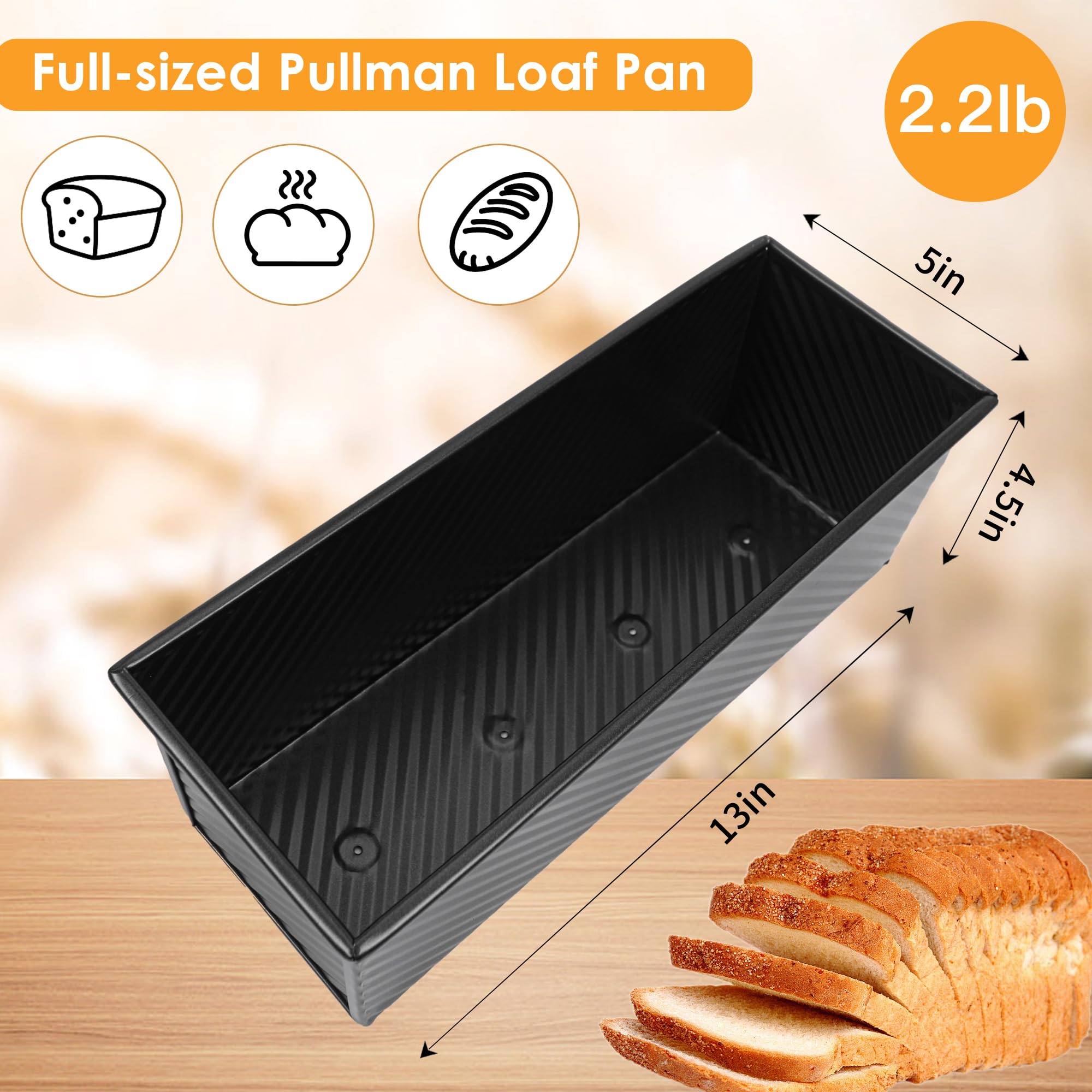 Spmarkt Pullman loaf pan versatile design for bread, cakes, and desserts