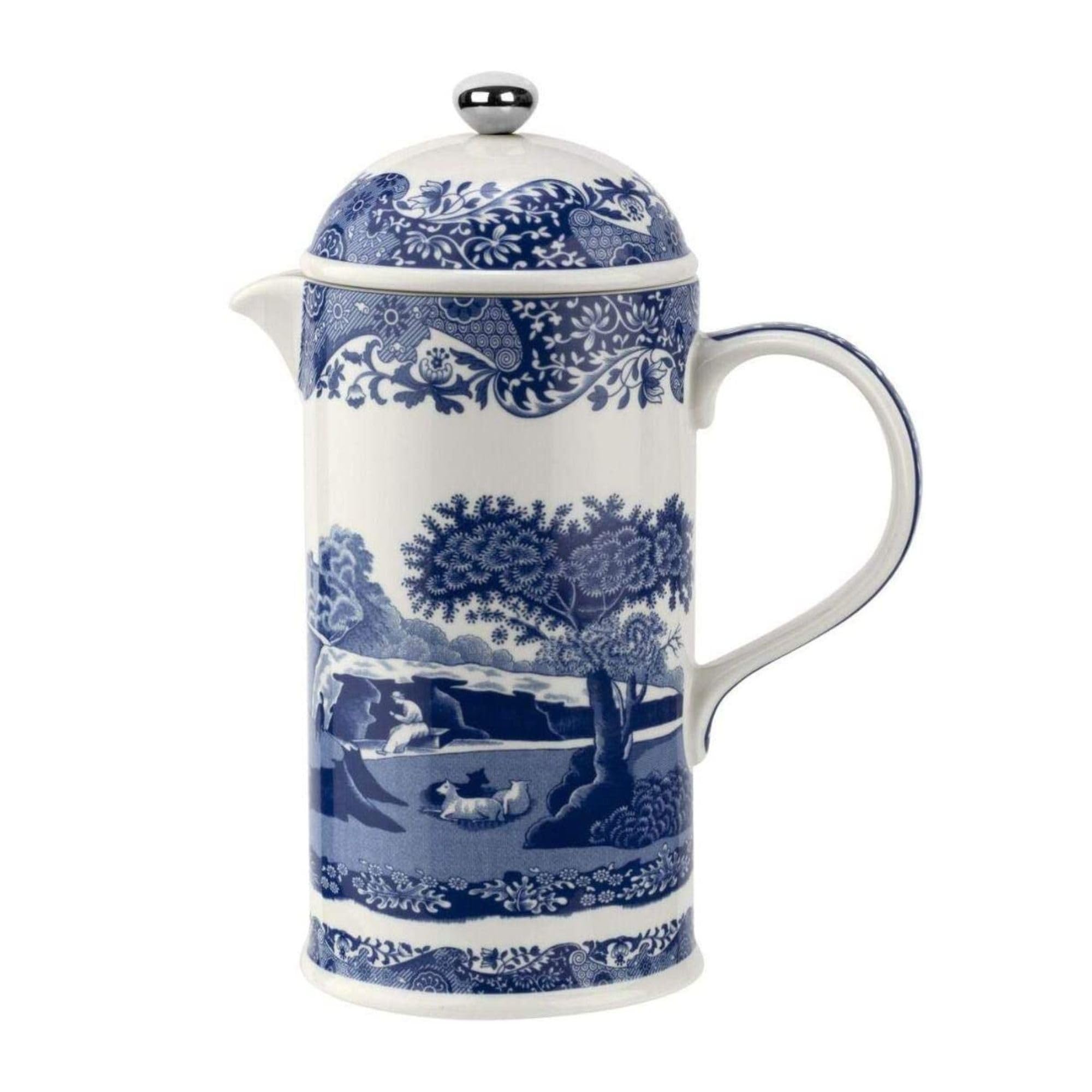 Spode Blue Italian French Press porcelain body for elegant manual brewing at home