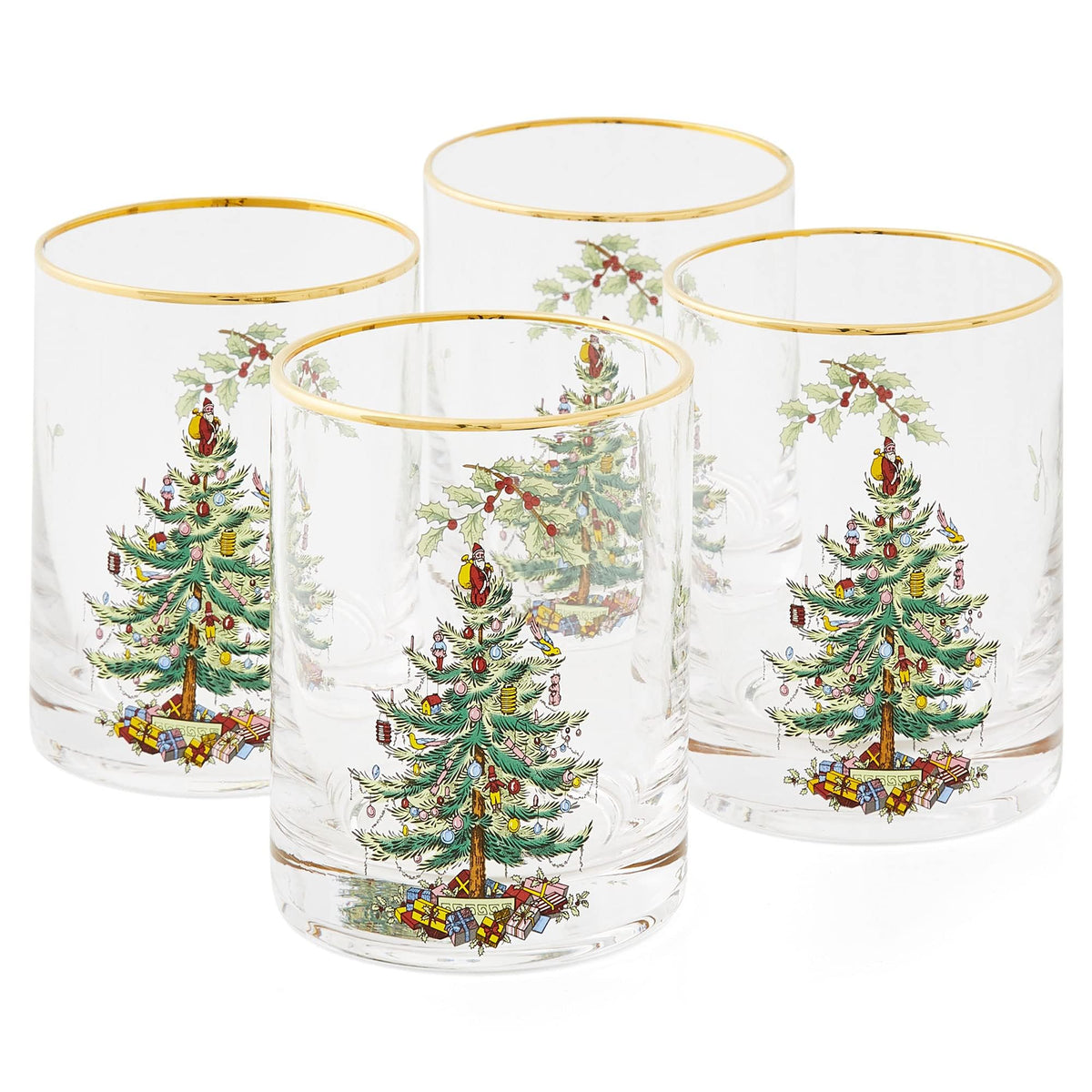 Spode Christmas Tree 14oz double old fashioned glass highlighting rustic design for whiskey serving