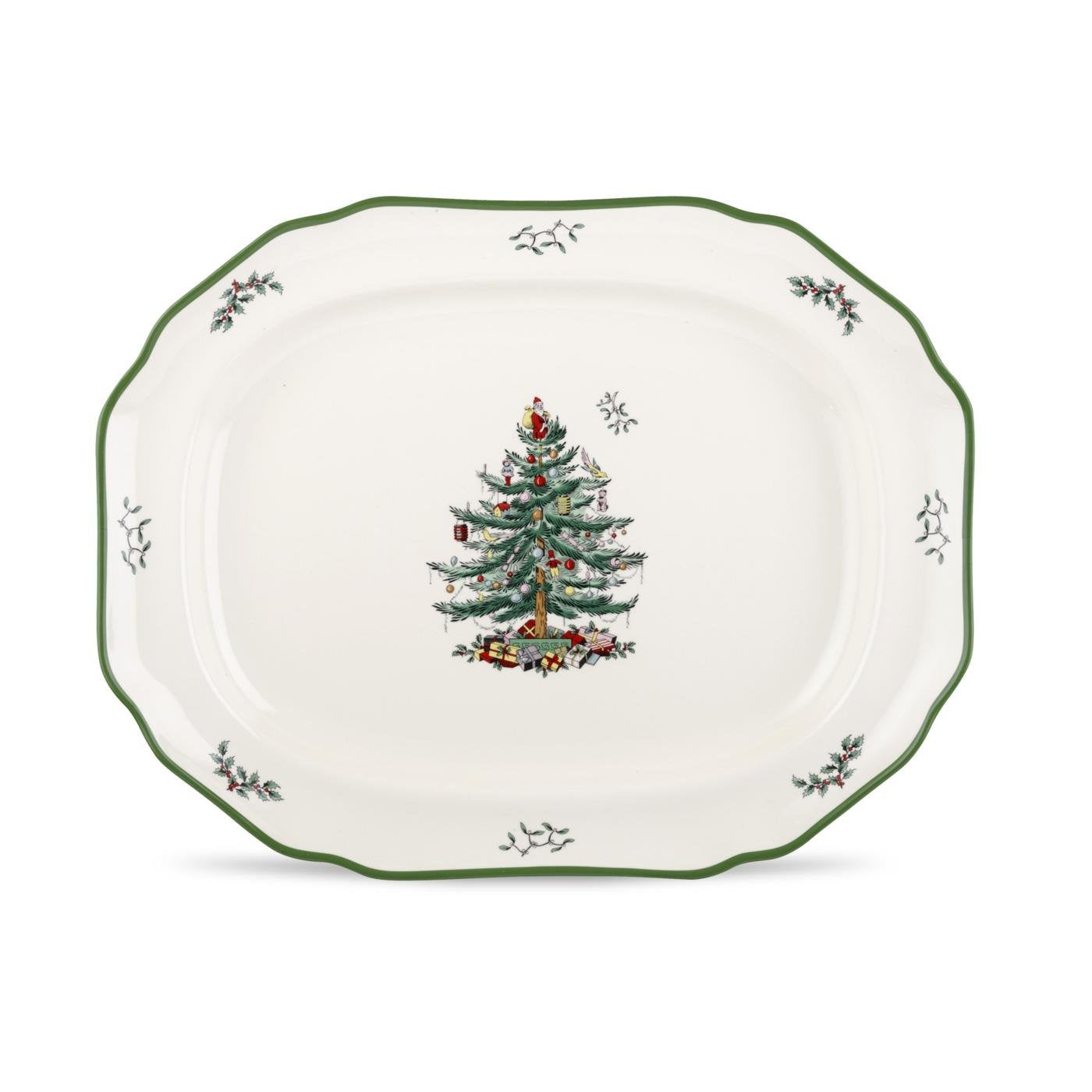 Spode Christmas Tree 19-inch sculpted platter edge for elegant holiday serving