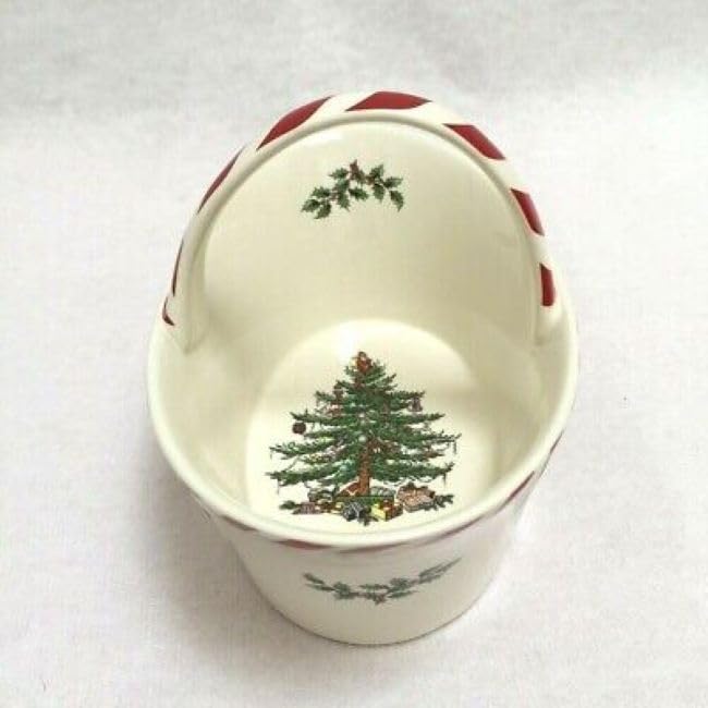 Gift-ready Spode Christmas Tree Candy Basket for Christmas hosts