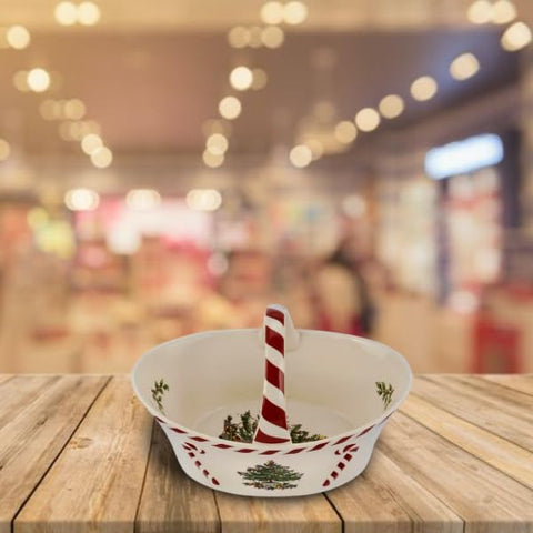 Spode candy basket holding warm treats for holiday serving