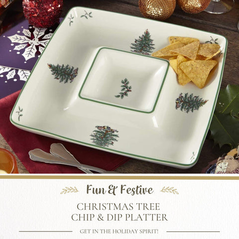 Spode Christmas Tree cheese plate and appetizers on a festive board.