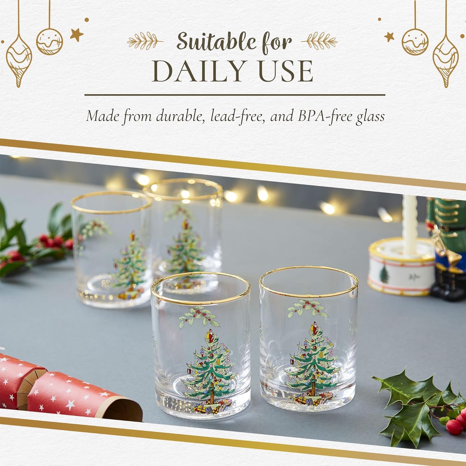 Spode 14oz glass offers premium clarity for beverages and presentation