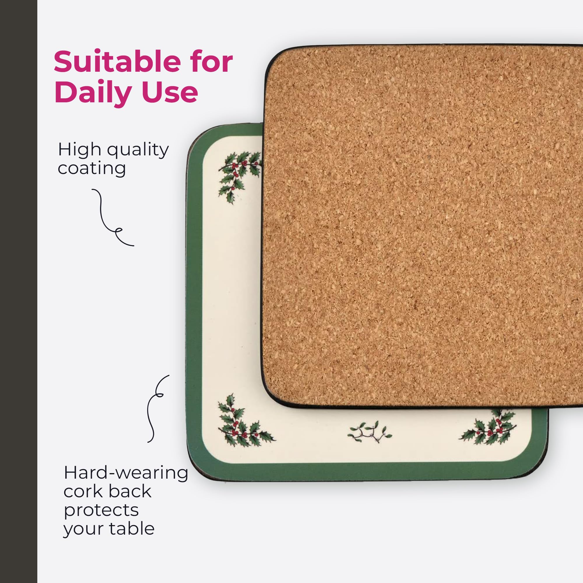 Spode Christmas Tree coaster built on 5mm board for durability.