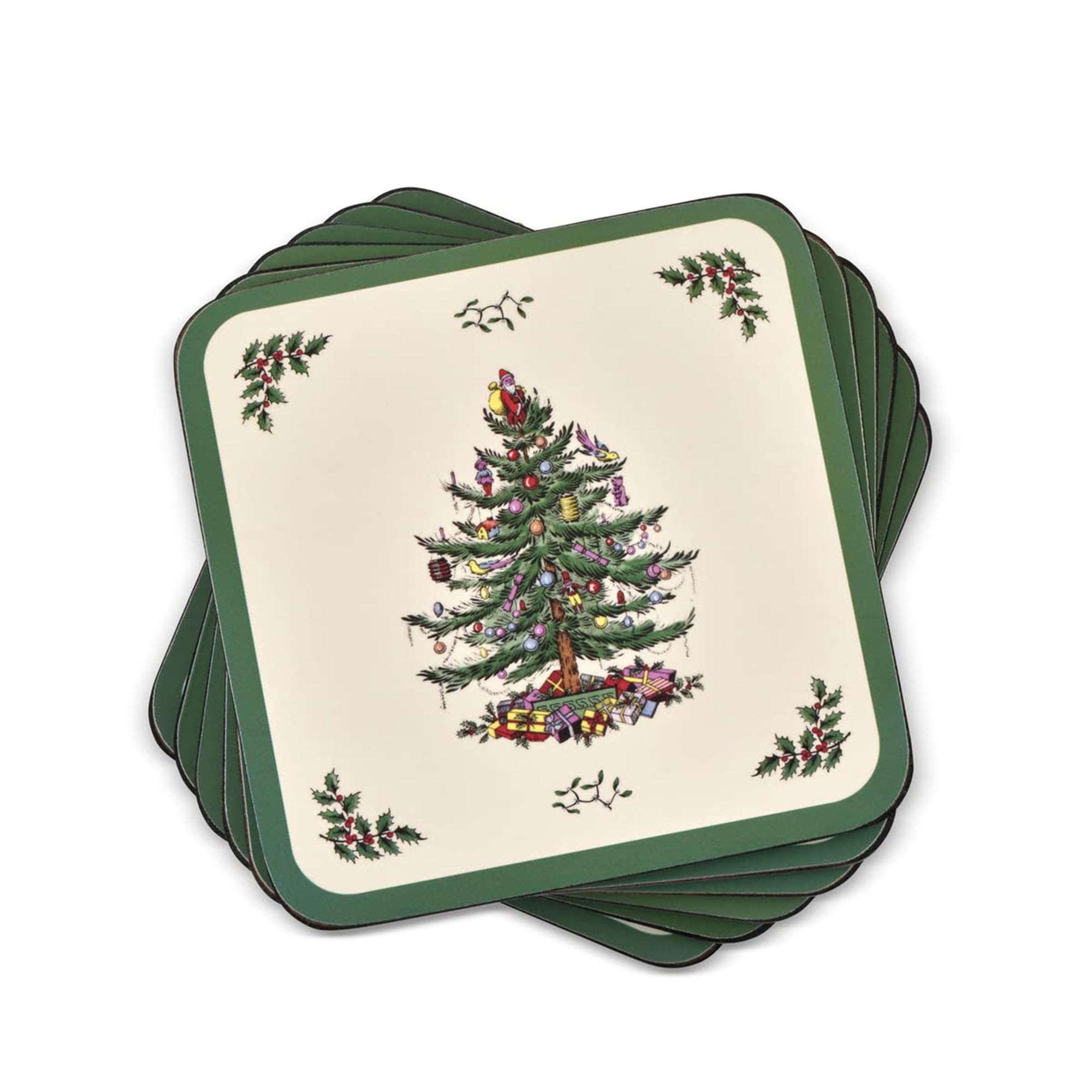 Spode Christmas Tree coaster front design for festive tabletop.