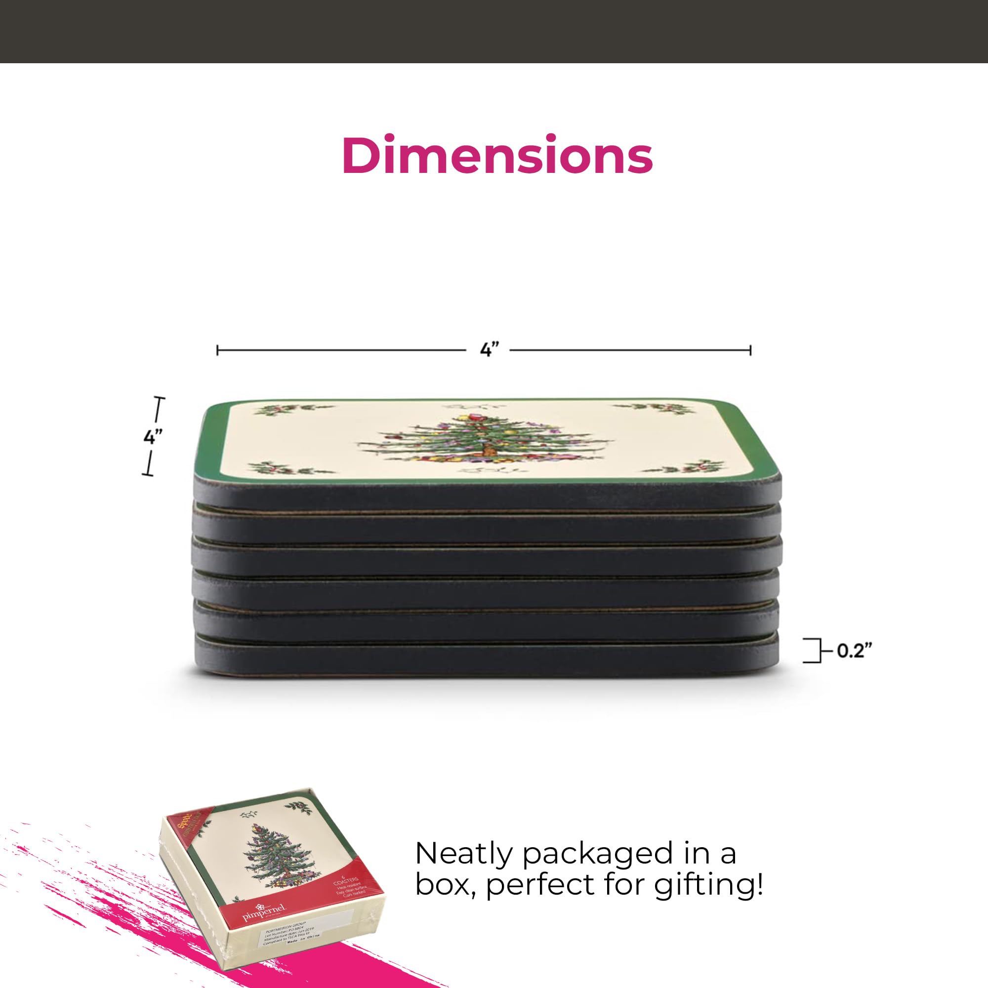 Spode Christmas Tree gift-ready coaster set for holiday hosts.