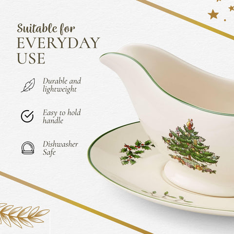 Spode Christmas Tree dessert syrups served with style on the stand.