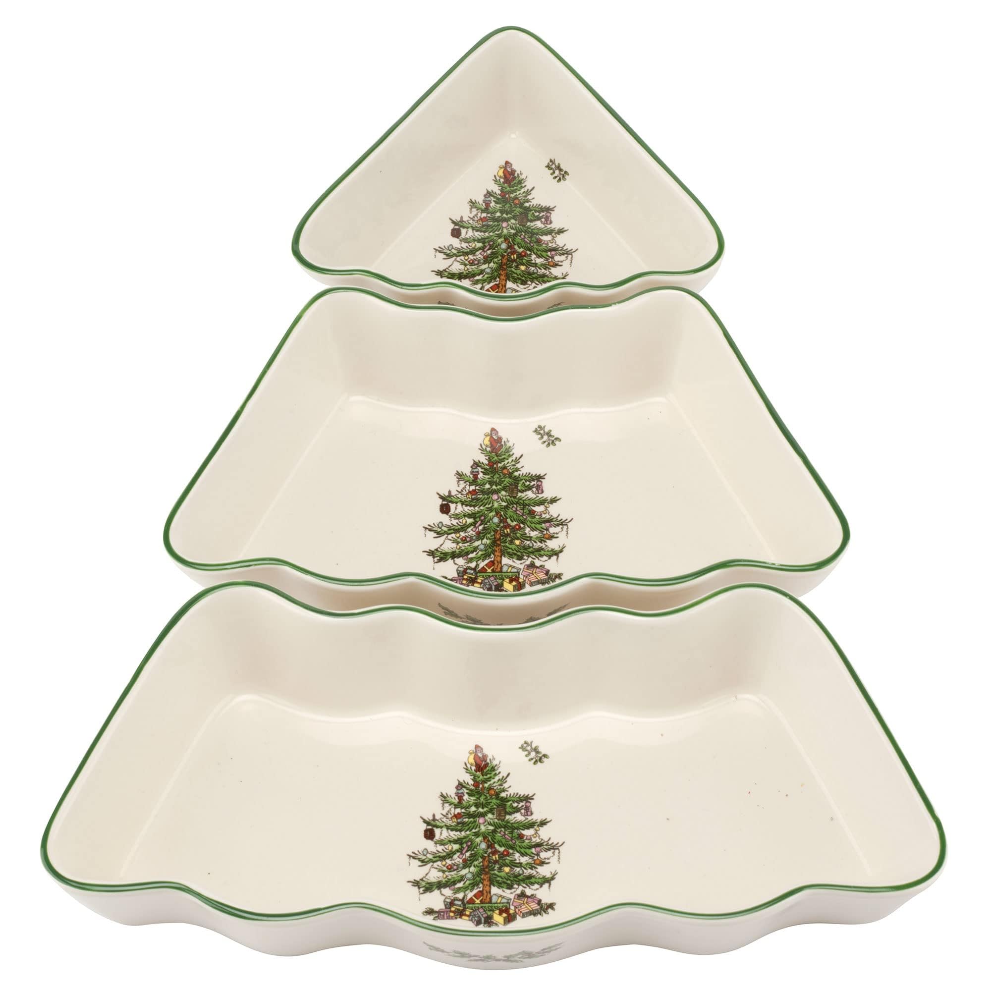 Spode Christmas Tree dip bowl set for festive entertaining and holiday dips.