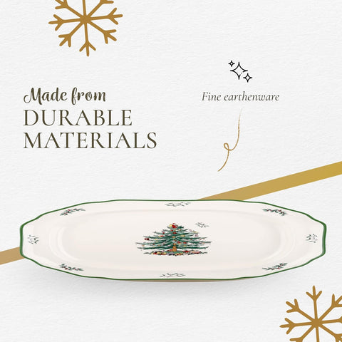 Green-banded Christmas Tree motif on fine porcelain