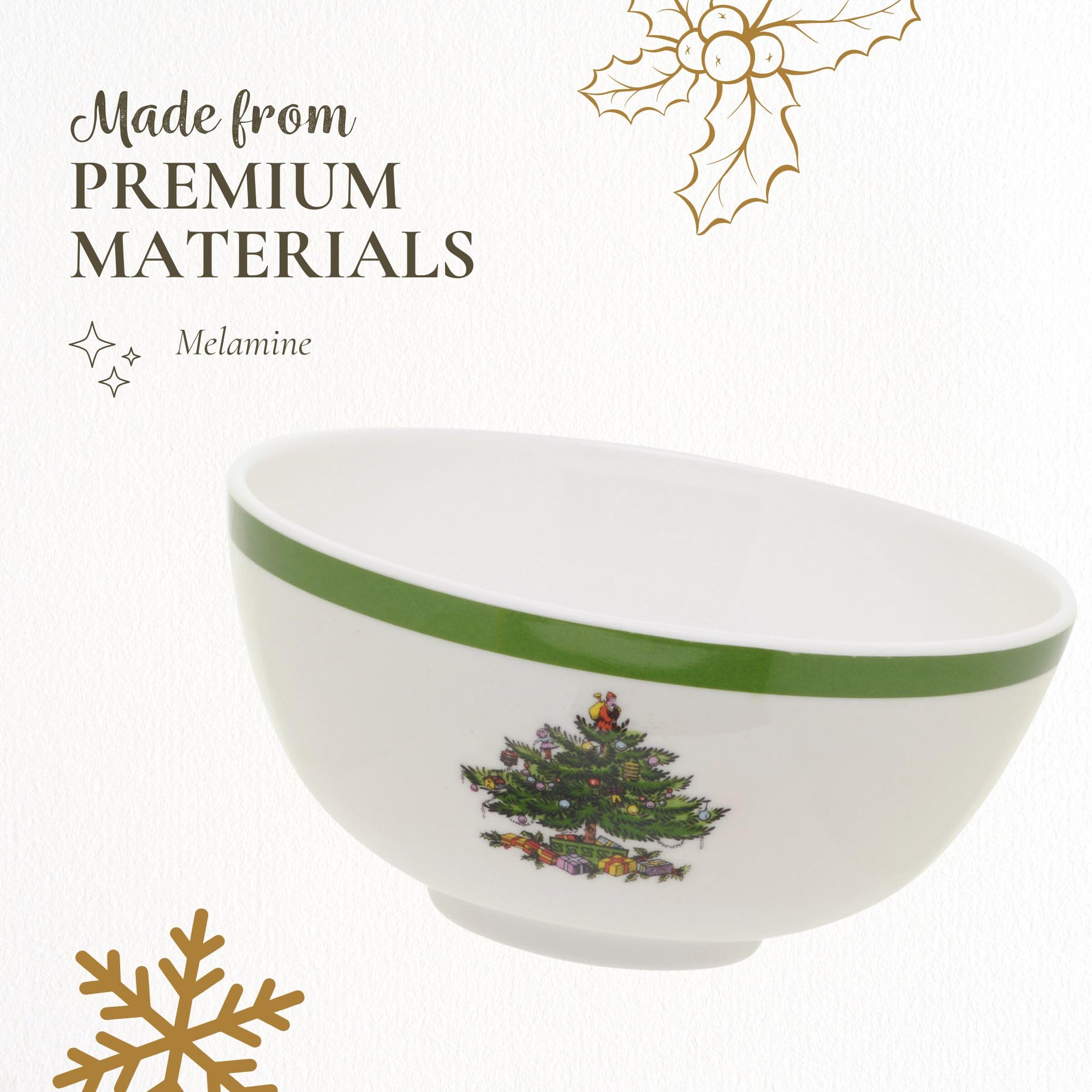 Spode melamine bowls, dishwasher-safe and reliable for holiday prep.