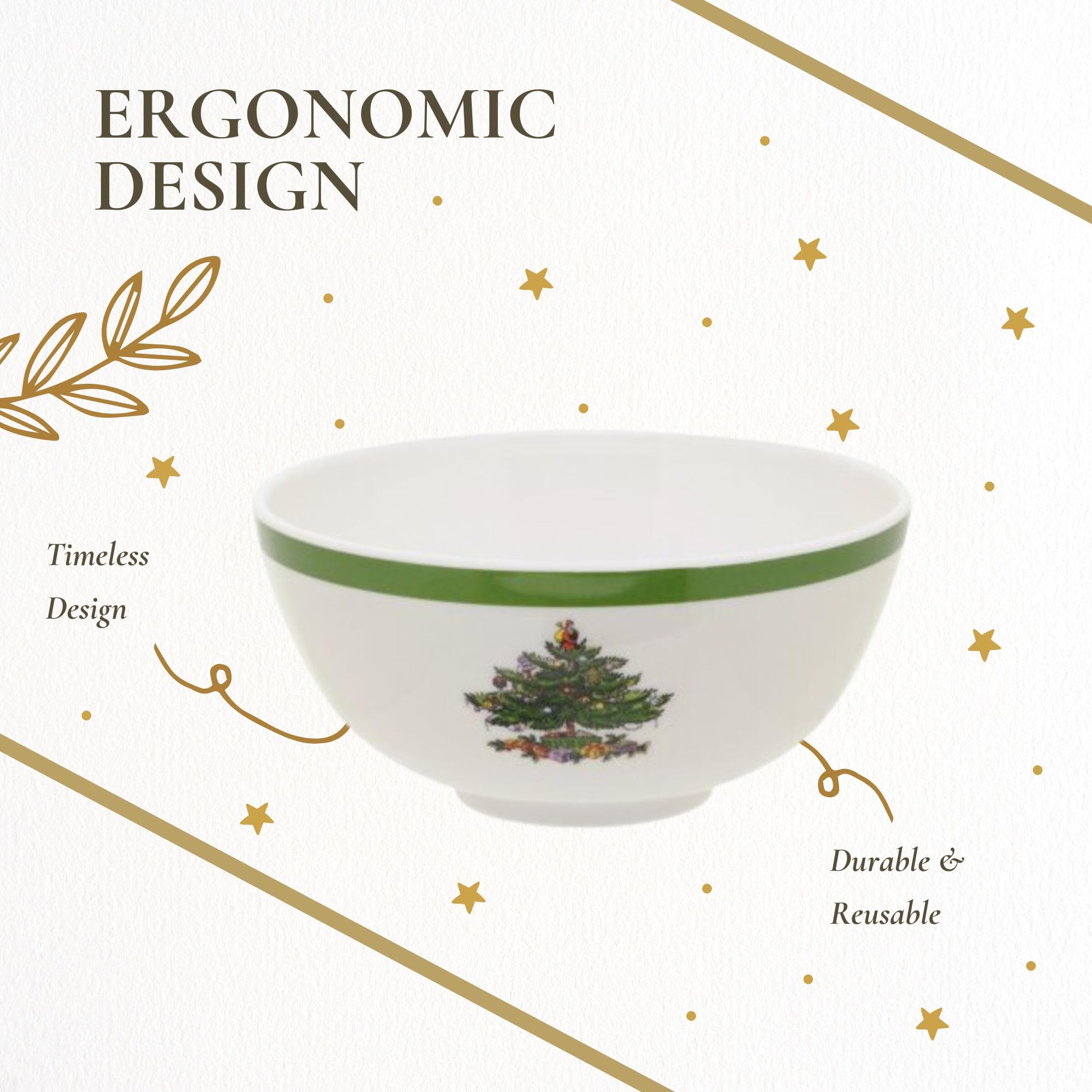 Spode 6-inch bowls, classic pattern, versatile for soups or desserts.