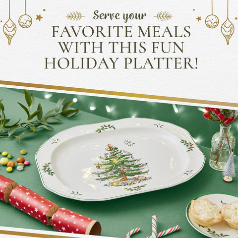 Spode Christmas Tree microwave-safe platter for convenient everyday entertaining