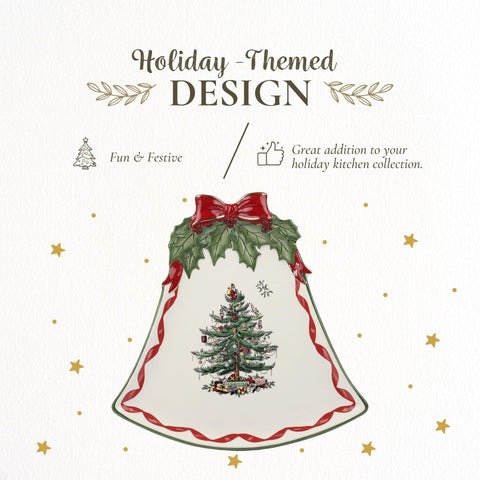 Spode plate featuring Christmas tree and mistletoe detail for seasonal charm.