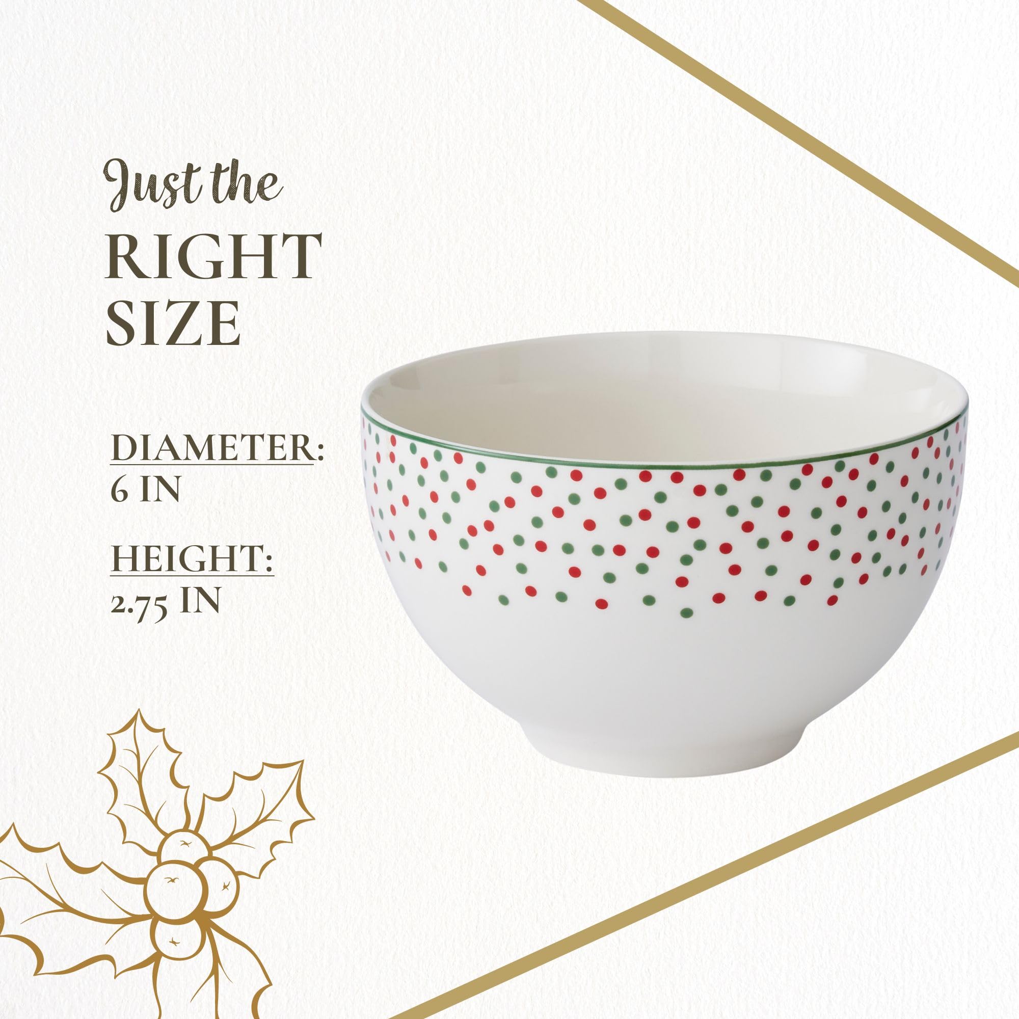 Gift-ready Spode Christmas Tree Polka Dot rice bowl packaging, ideal for giving.
