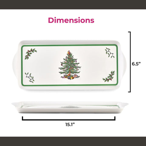 Spode Christmas Tree tray showcases slim profile on countertops and dessert stations