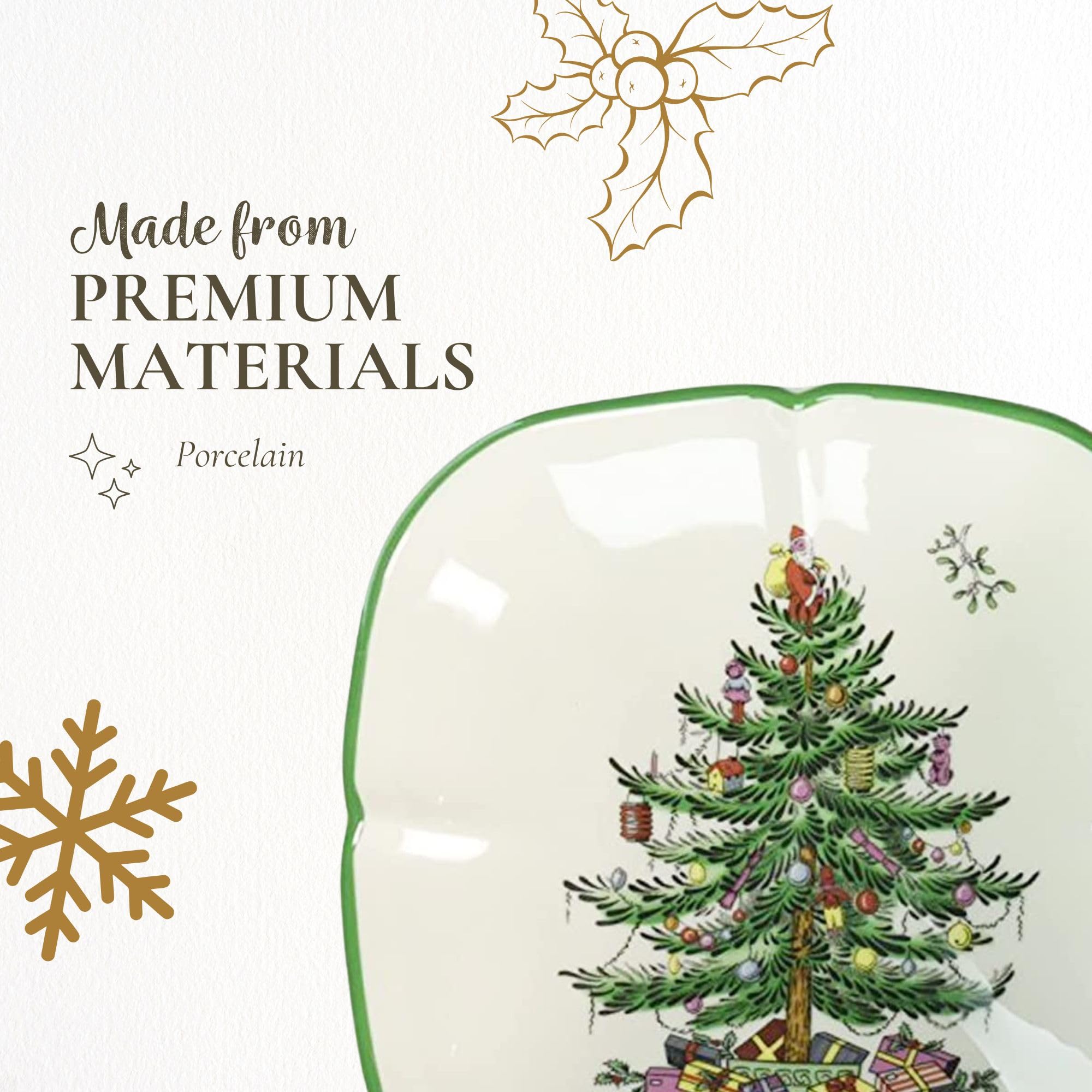 Festive desserts displayed on Spode Christmas Tree square dish.