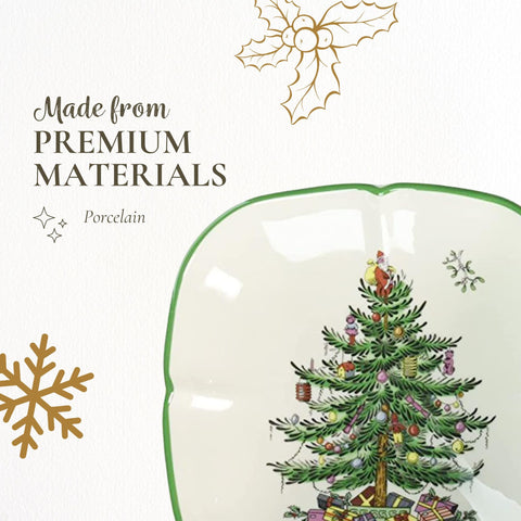 Festive desserts displayed on Spode Christmas Tree square dish.