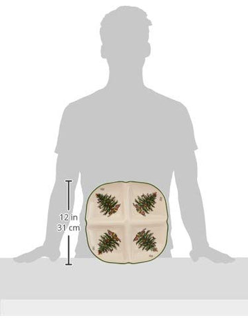 Spode Christmas Tree Sculpted Tray 11-inch diameter enhances festive table presentation