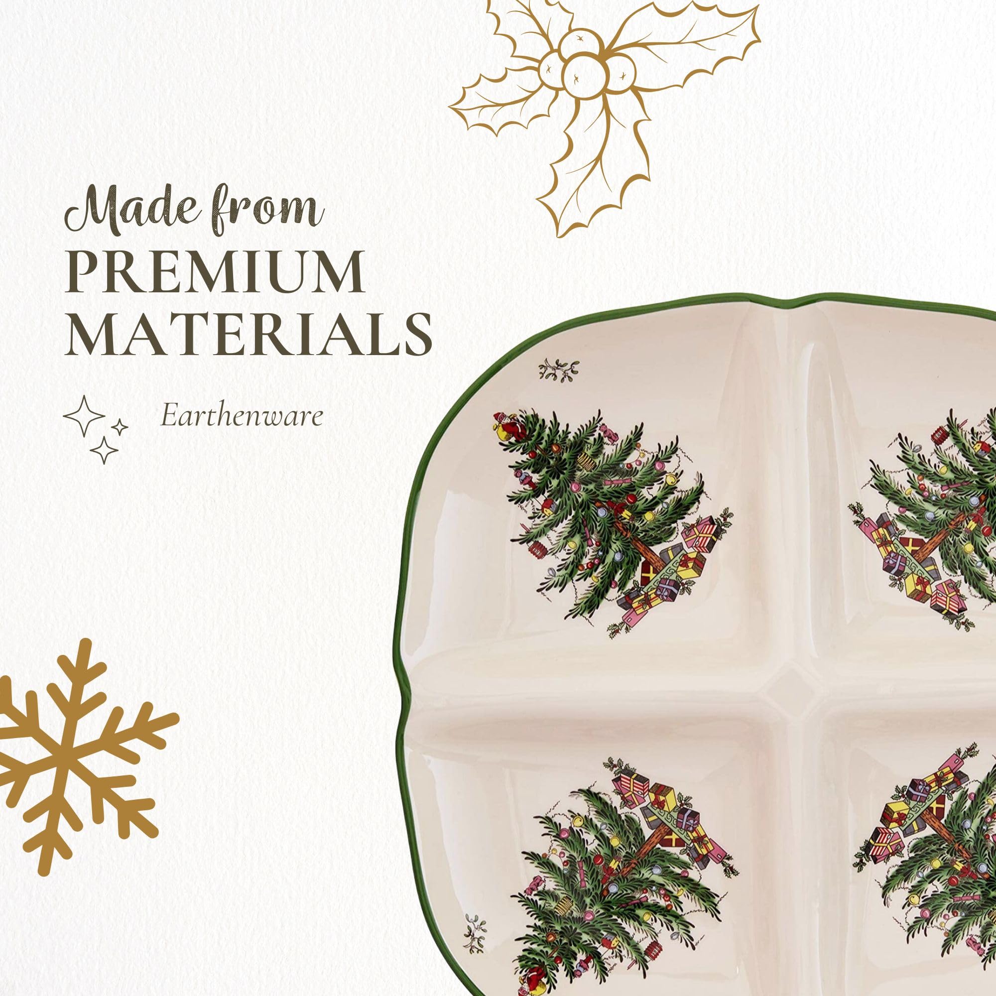 Spode Christmas Tree Sculpted Tray microwave safe for reheating small bites