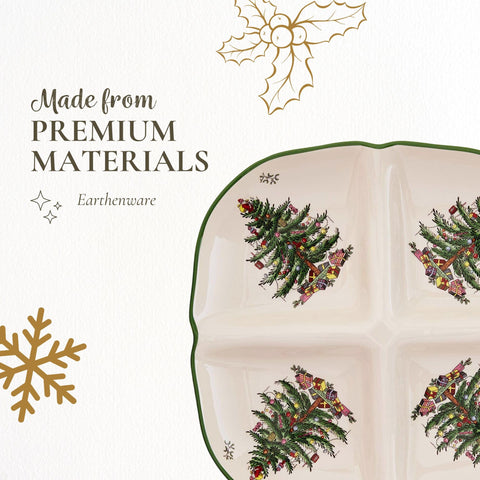 Spode Christmas Tree Sculpted Tray microwave safe for reheating small bites
