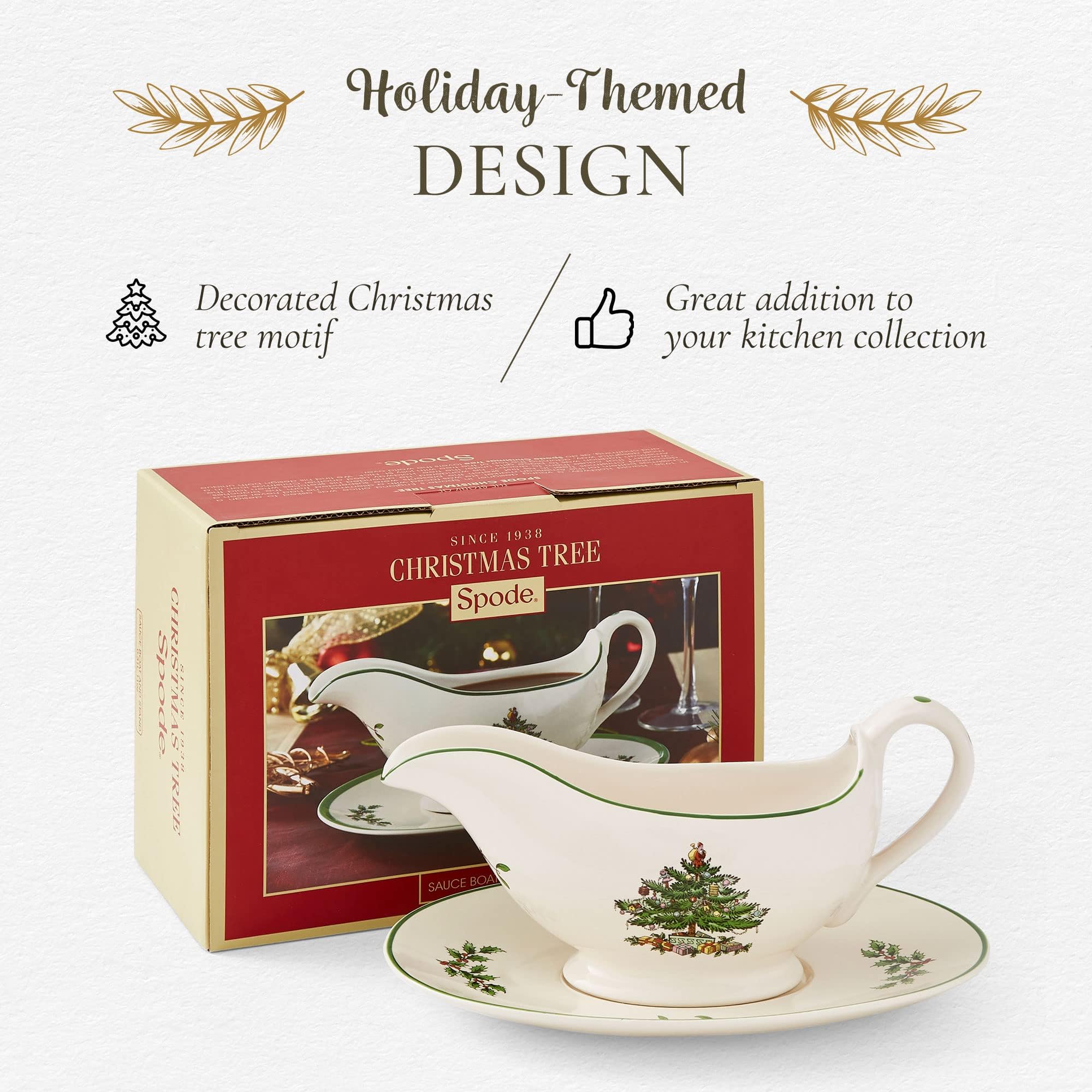 Spode Christmas Tree table setting highlights festive appeal and versatile serving options.