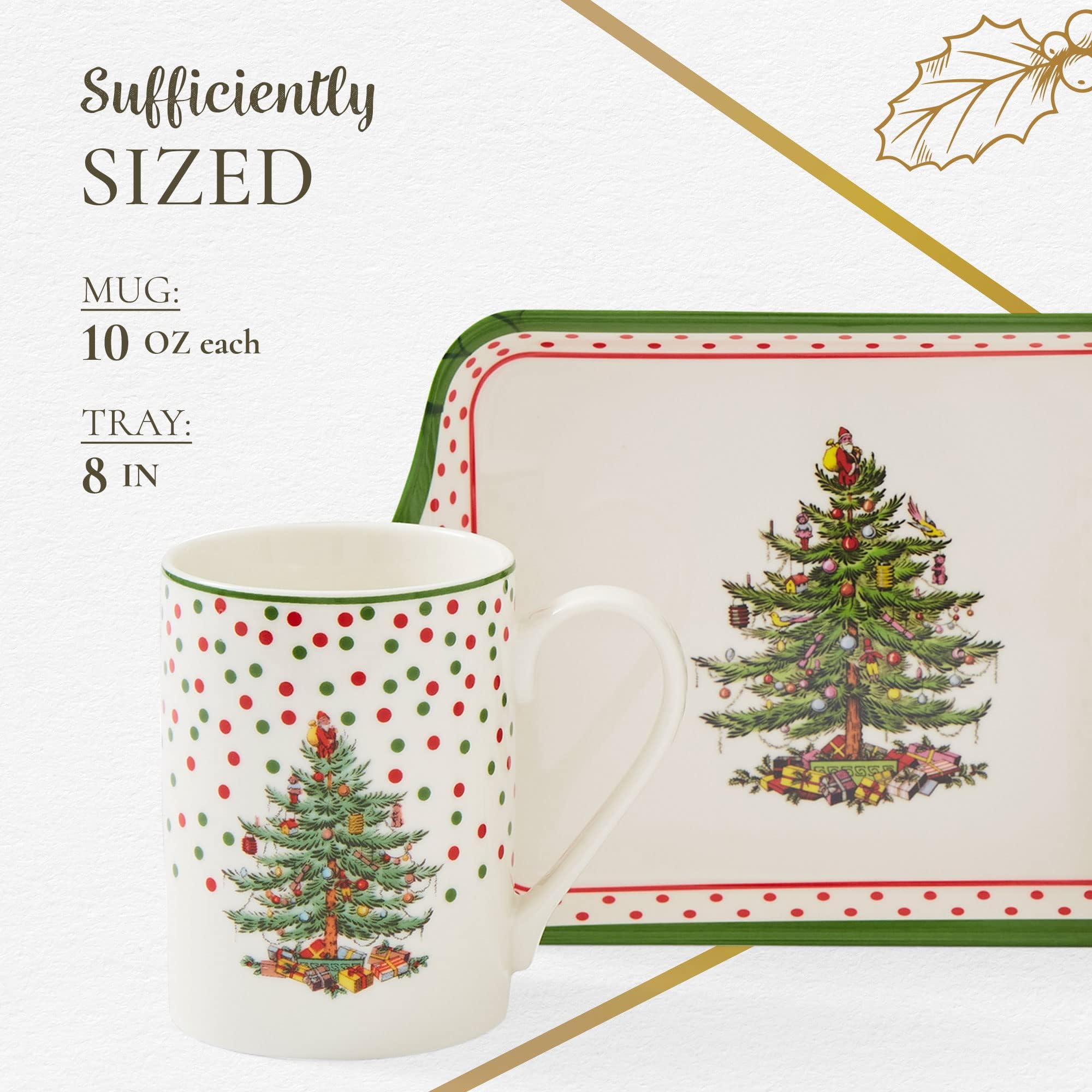 Gift-ready Spode Christmas Tree mug set, perfect for Christmas gifting.