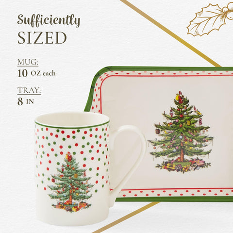 Gift-ready Spode Christmas Tree mug set, perfect for Christmas gifting.