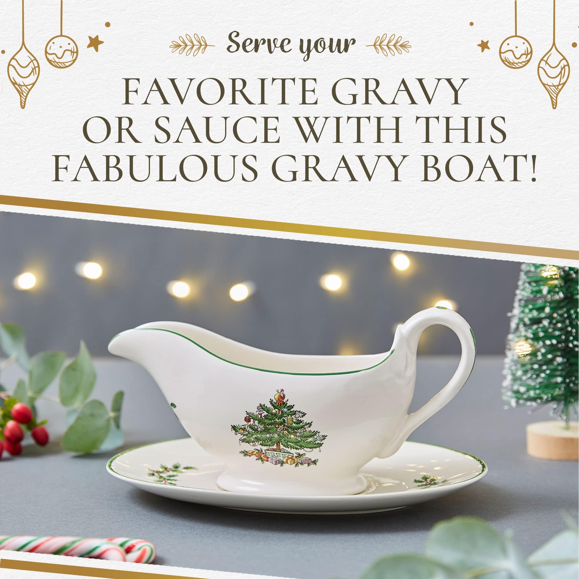Spode gravy boat oven-safe up to 400°F for warming and serving.