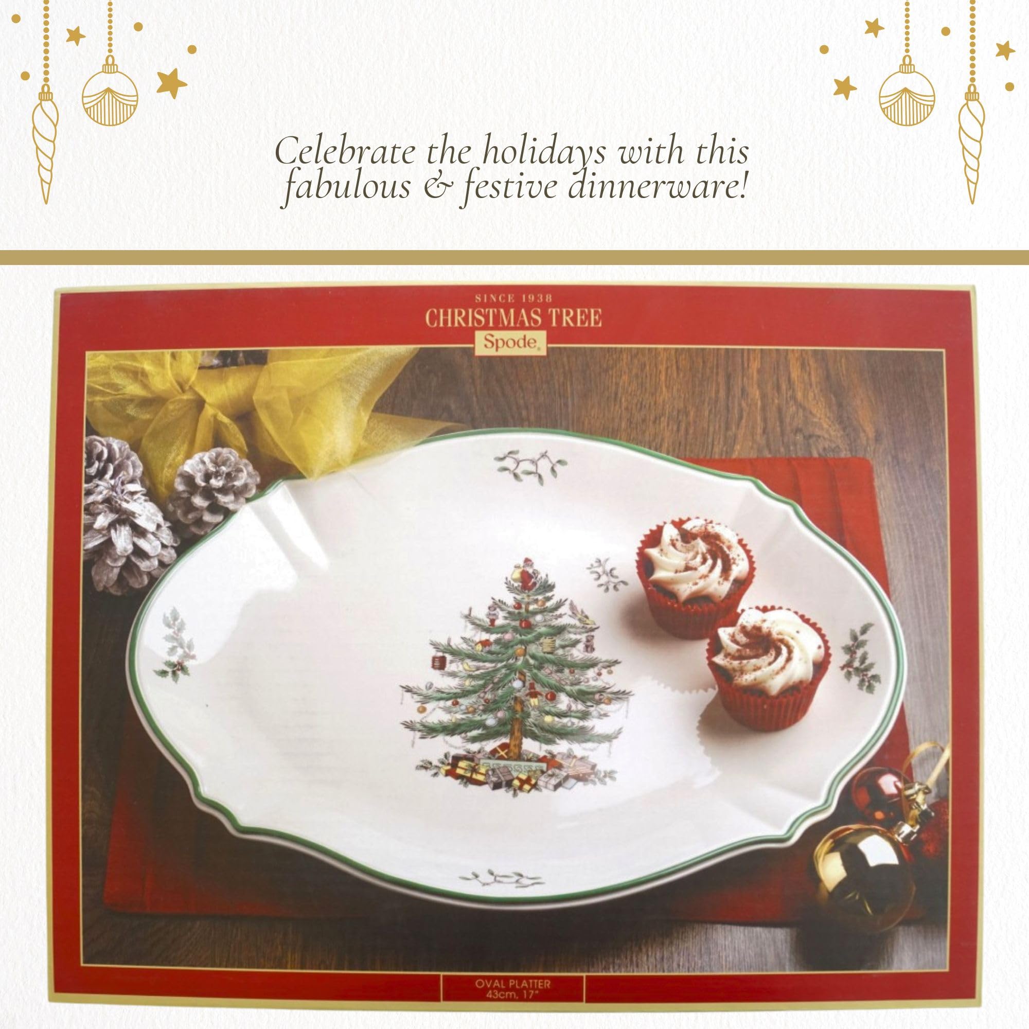 Spode holiday platter doubles as decorative accent on mantel or table.