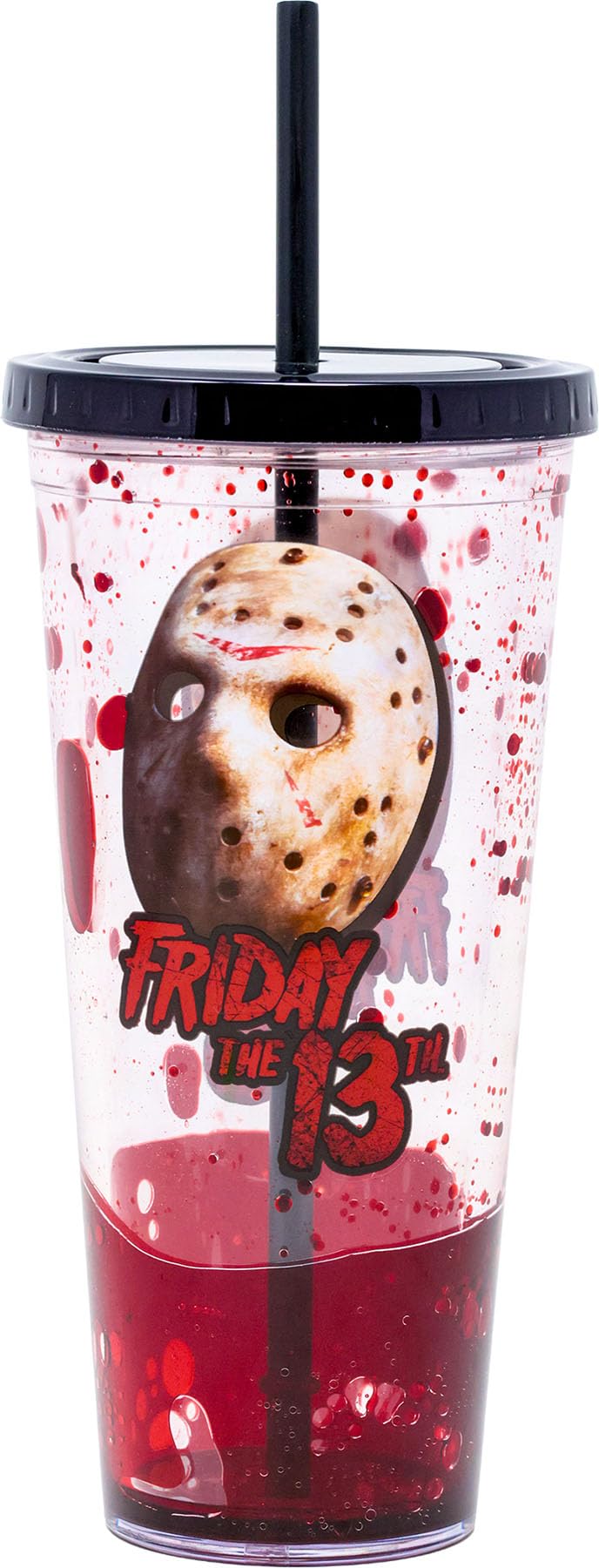 Spoontiques Friday the 13th horror tumbler with liquid-filled walls keeps beverages hot or cold