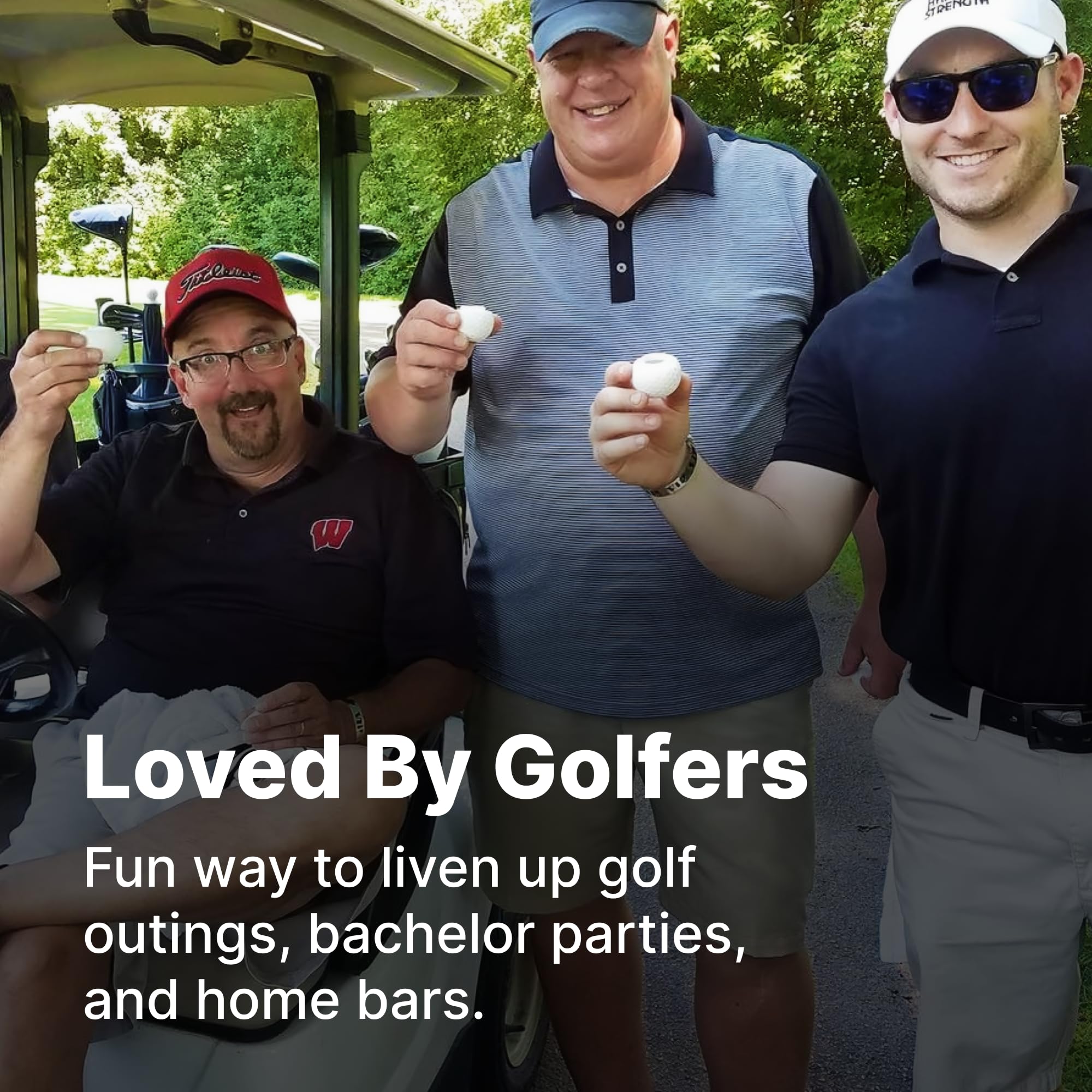 Sport Shots gift-ready packaging showcases golf-ball glasses.