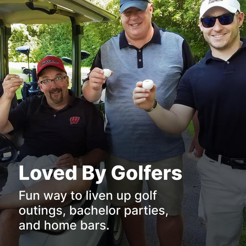 Sport Shots gift-ready packaging showcases golf-ball glasses.