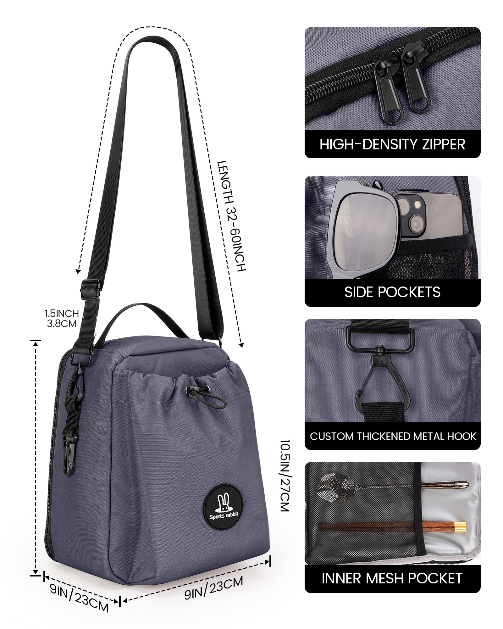 Sports Rabbit insulated lunch bag offers ample capacity for meals and containers on travel days.