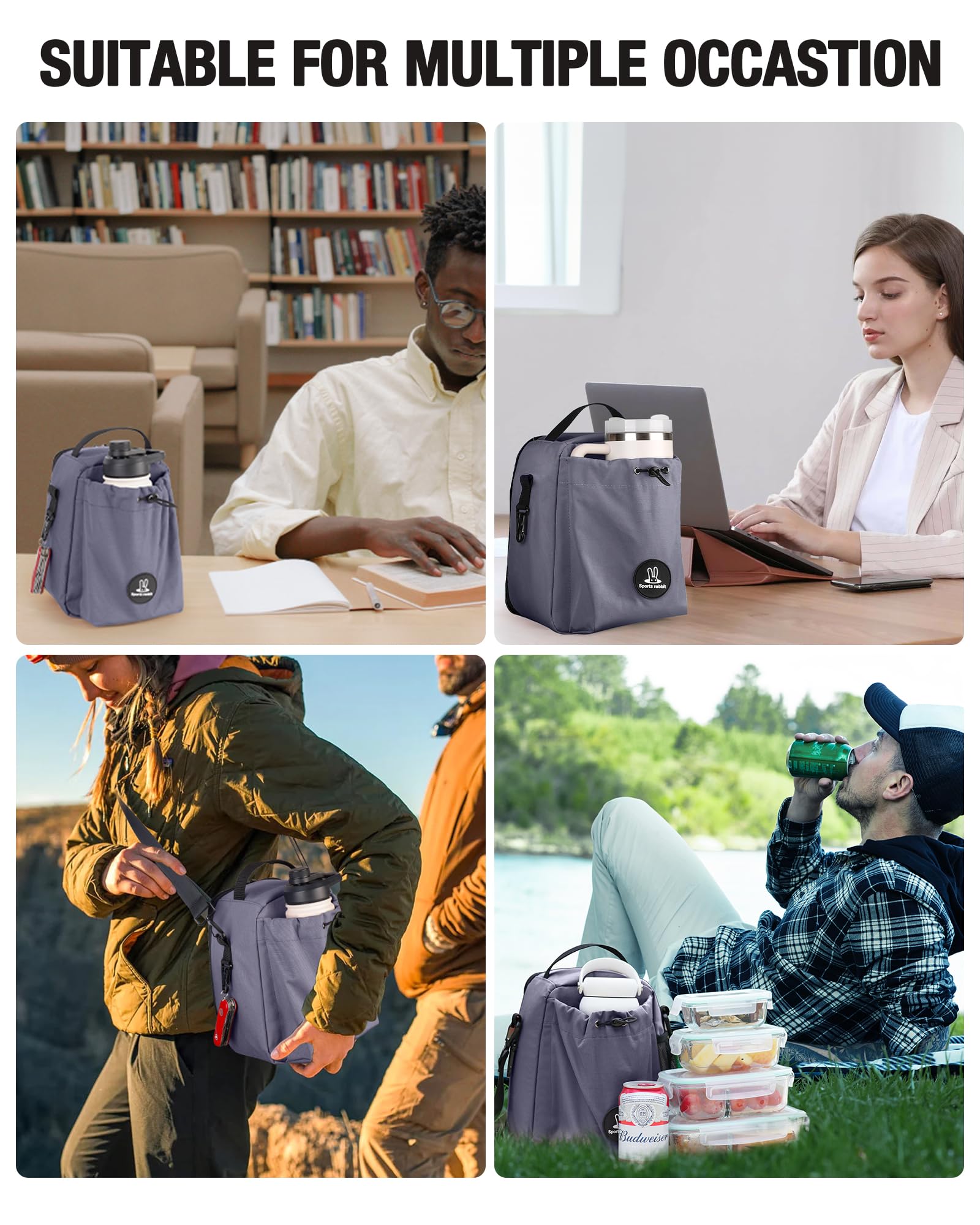 Sports Rabbit insulated lunch bag durable zippers and trims for daily use.