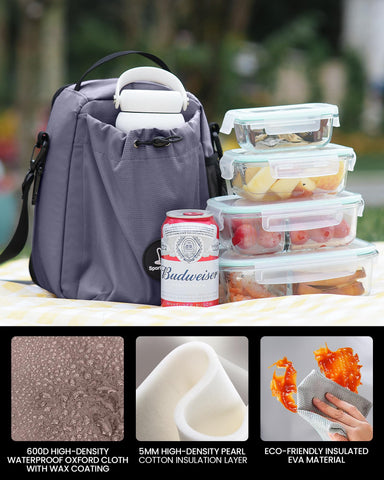 Sports Rabbit insulated lunch bag, side mesh pockets for utensils and keys organization.
