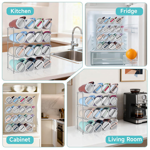 Spospo BPA-free transparent organizer offers sturdy, easy-to-clean shelving.