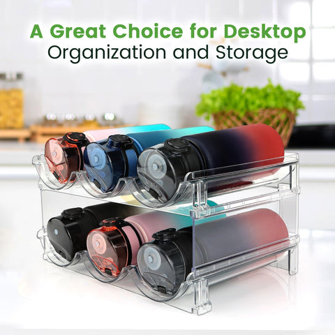 Spospo BPA-free water bottle organizer cleans easily and stores bottles