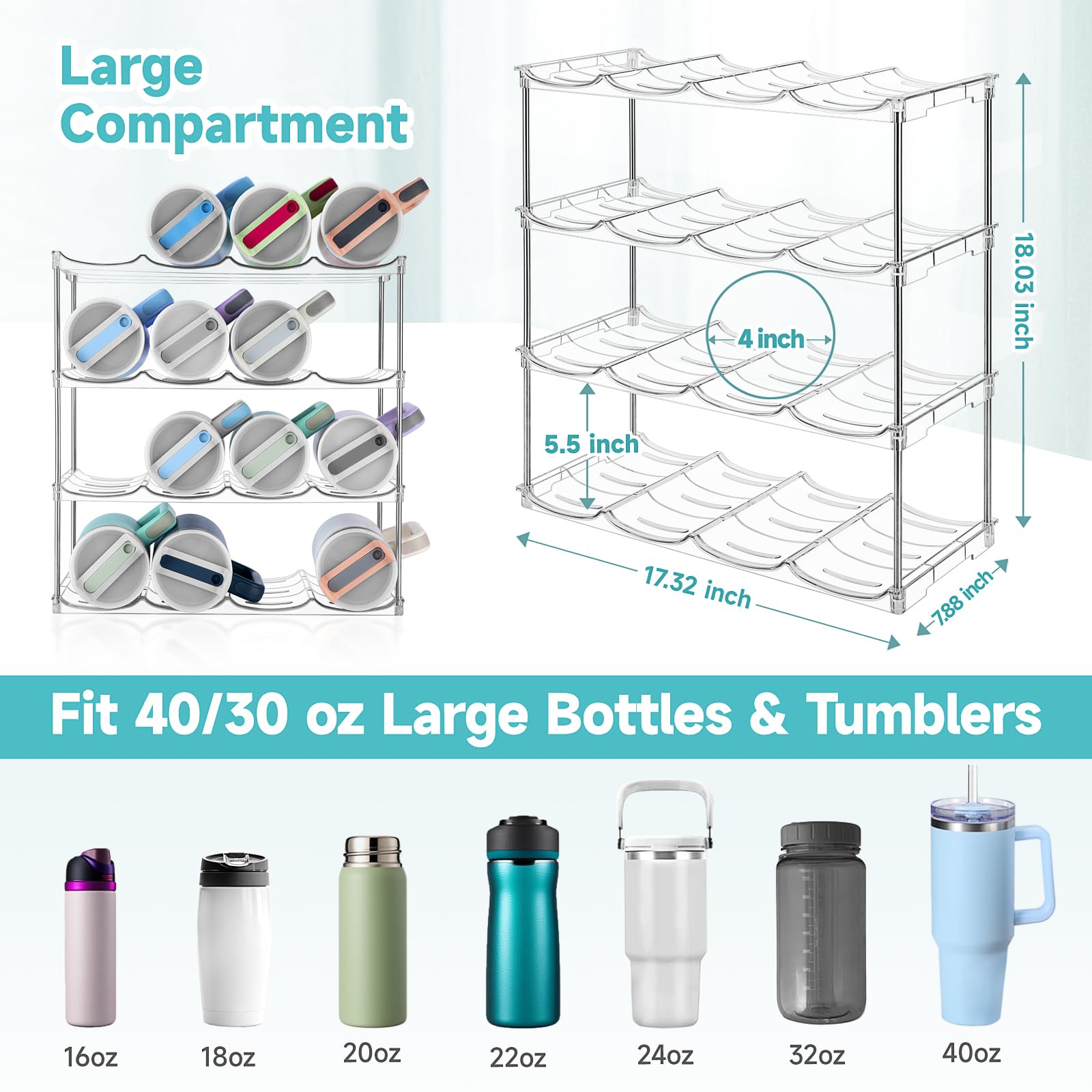 Spospo four-layer design supports 16 bottles in a compact kitchen cabinet.