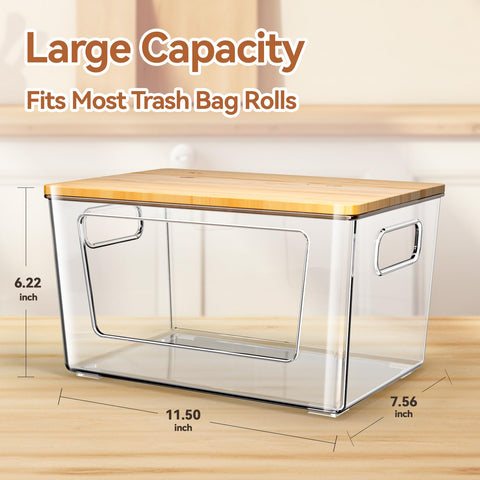 Spospo trash bag holder made of clear PET material for easy visibility.